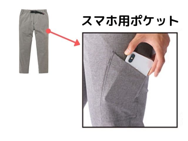 ワークマンプラス(WORKMAN Plus)のハイストレッチイージーパンツにはスマホ用ポケットが付いていて便利